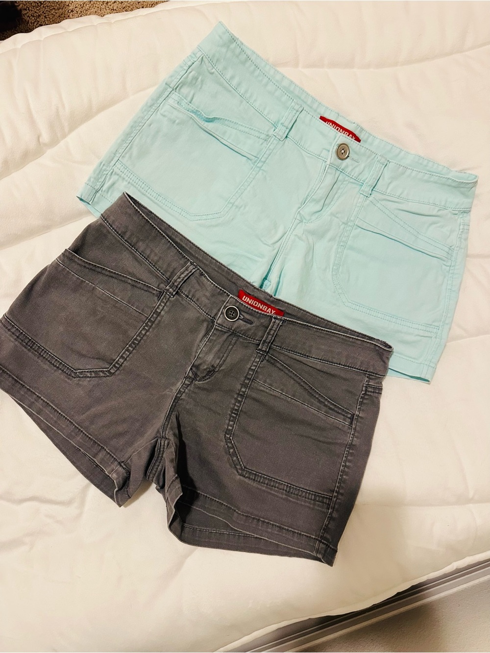 UNIONBAY Women's Cargo Shorts Duo - Aqua & Charcoal